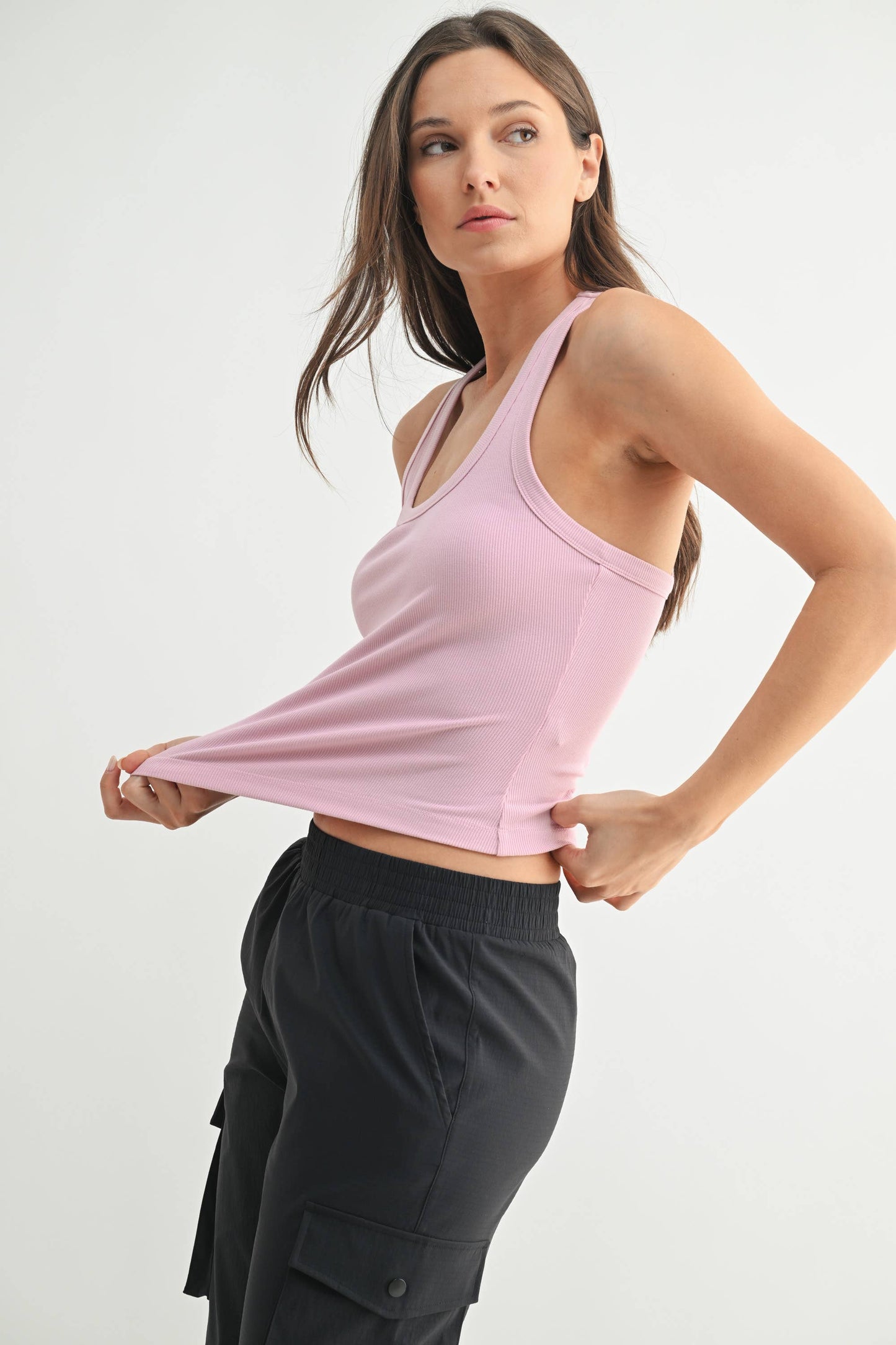 Cutout Keyhole Ribbed Racerback Tank Top