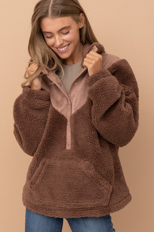 Fleece Quarter Snap Full Over Jacket