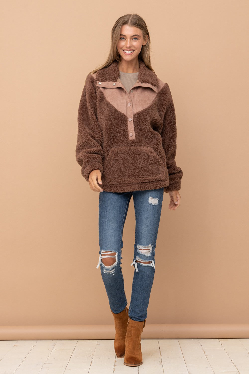 Fleece Quarter Snap Full Over Jacket