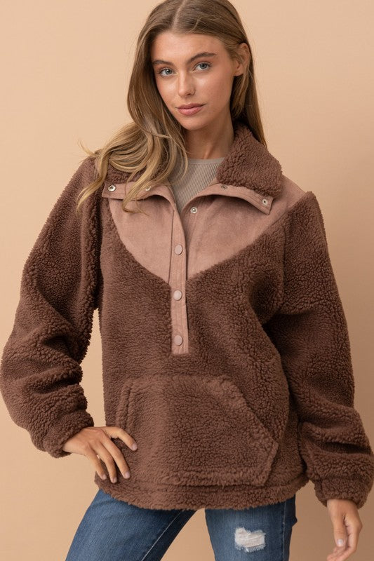 Fleece Quarter Snap Full Over Jacket