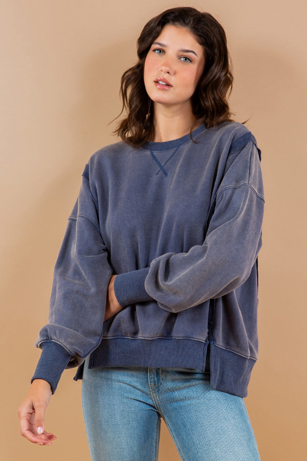 Essential Washed Pullover Sweatshirt Top