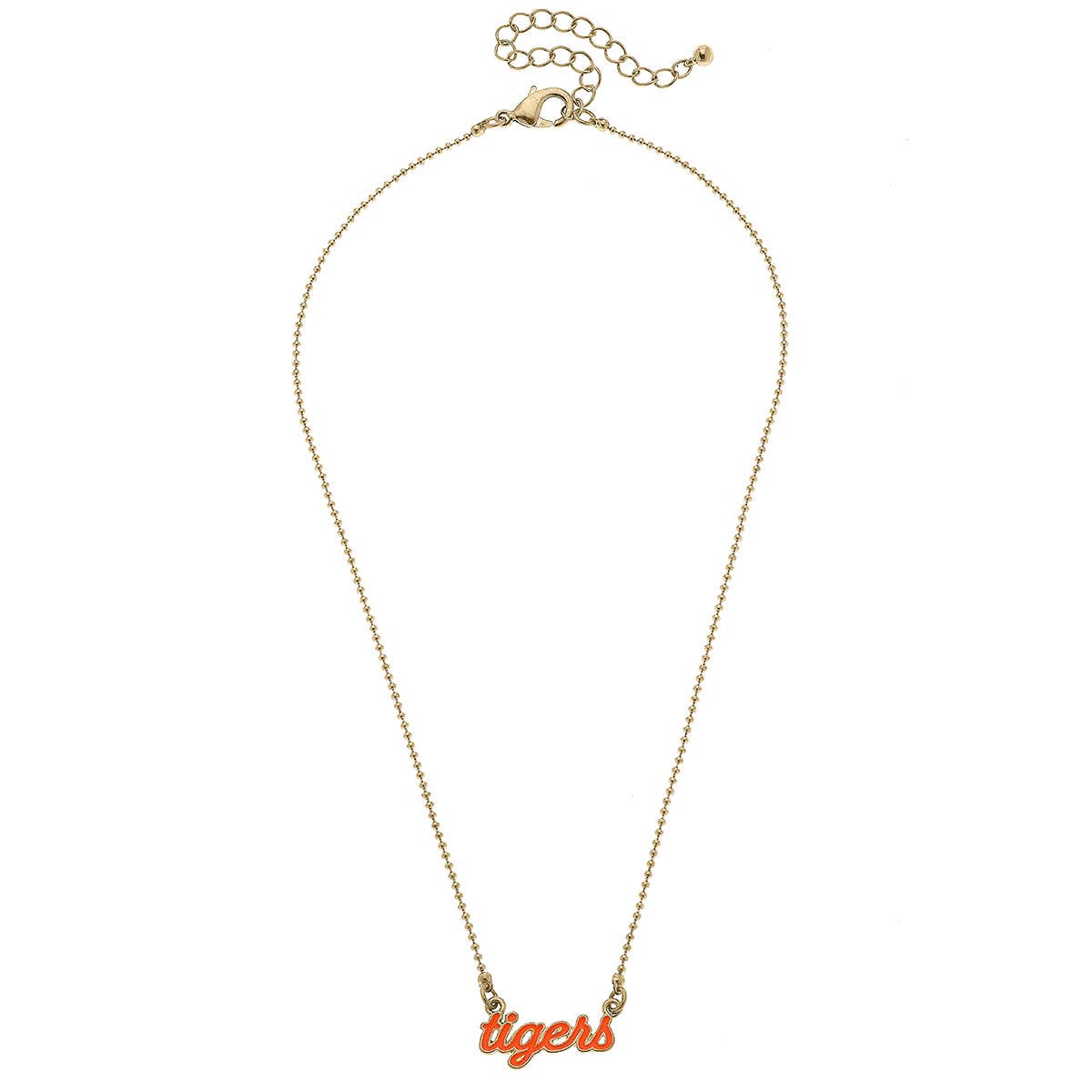 Tigers Enamel Script Necklace in Burnt Orange