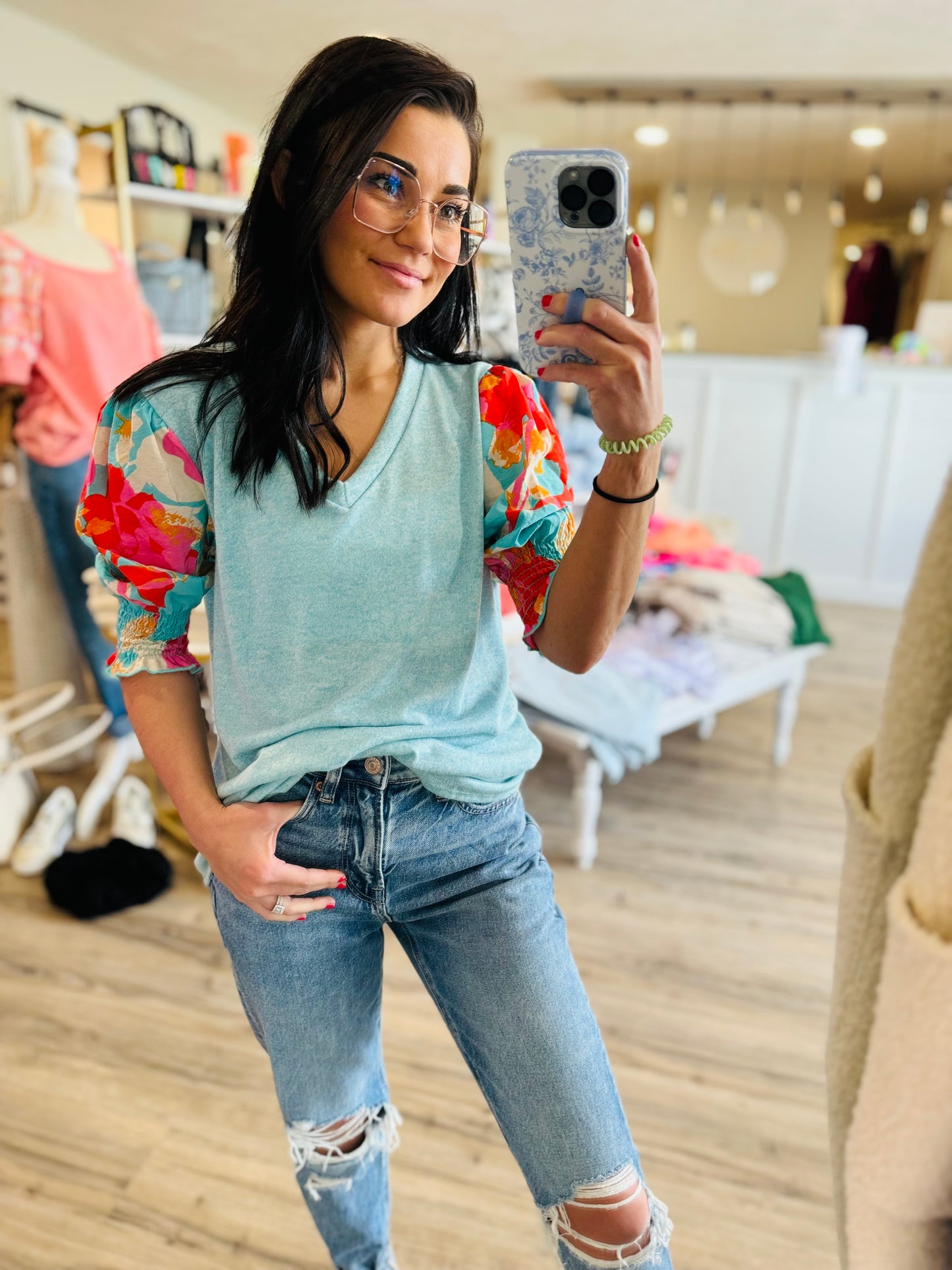 Mayla Floral Bubble Top