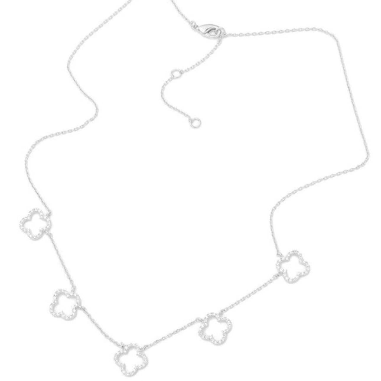 White Gold Dipped Quatrefoil Necklace