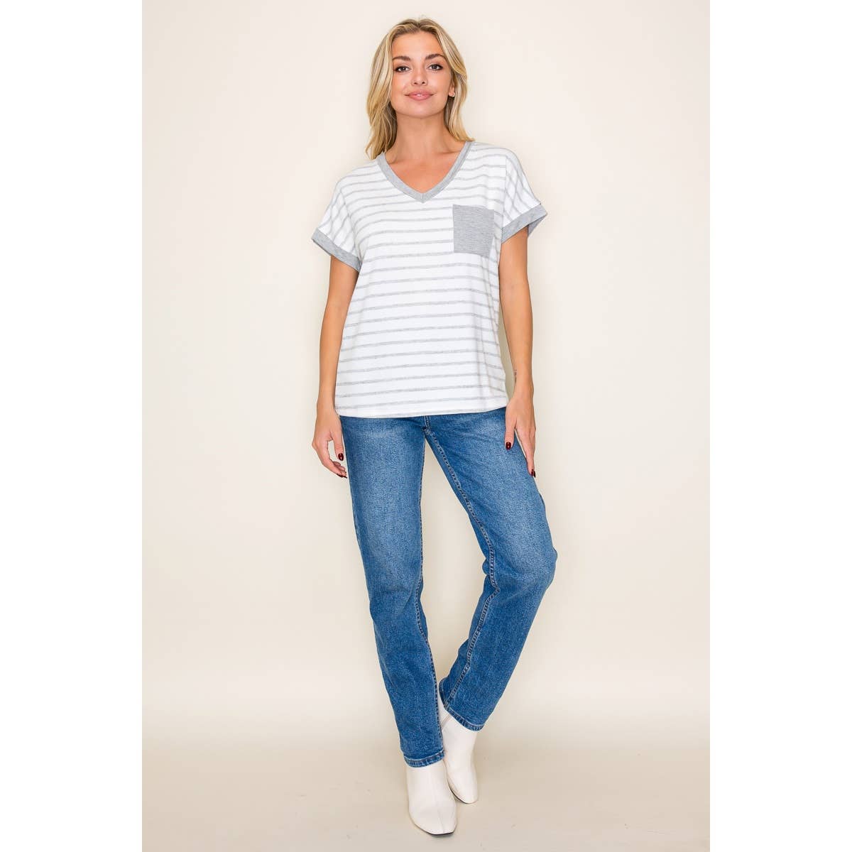 Andie V-Neck Striped Top