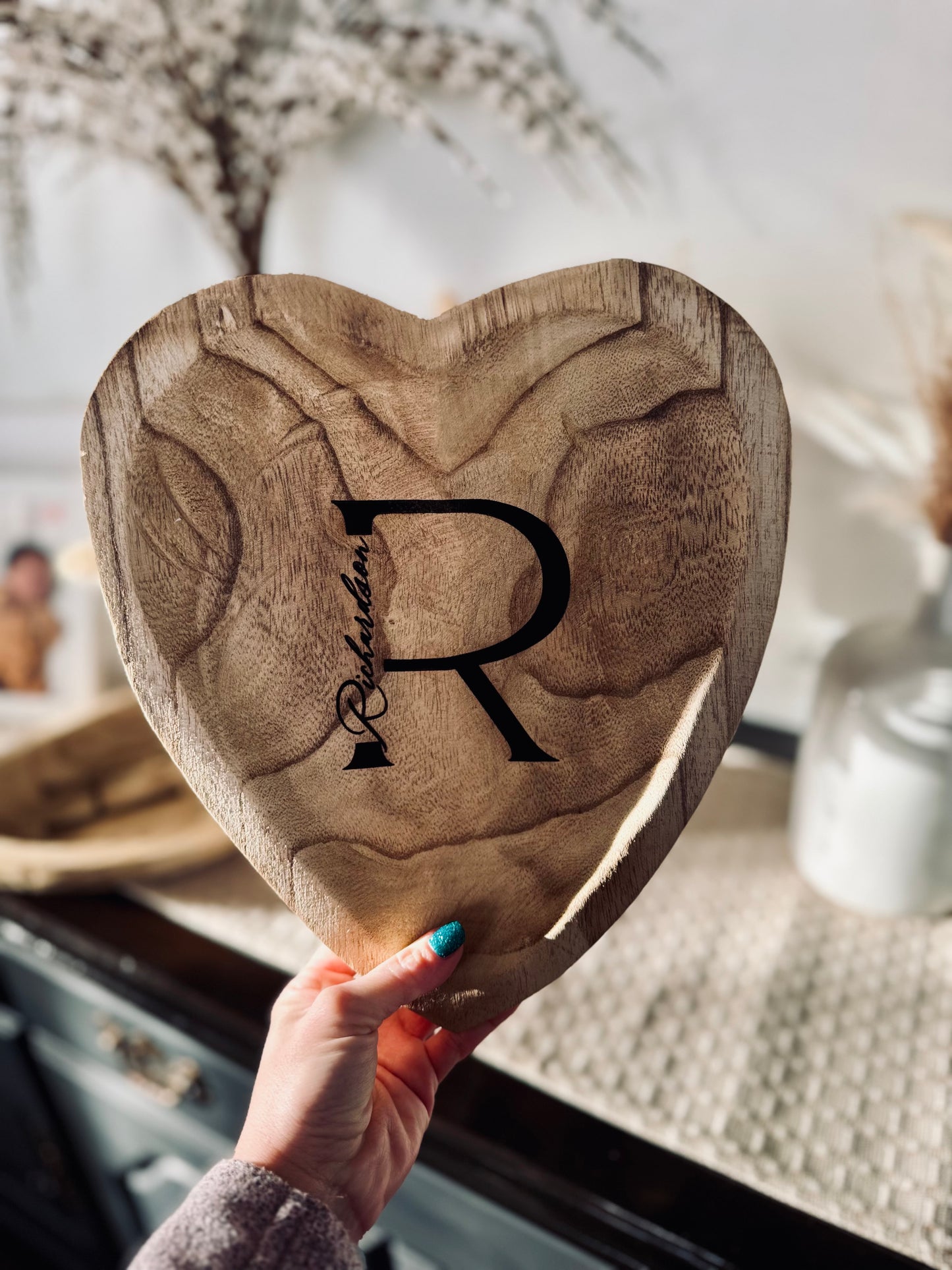 Heart Dough Bowl with Custom Engraving