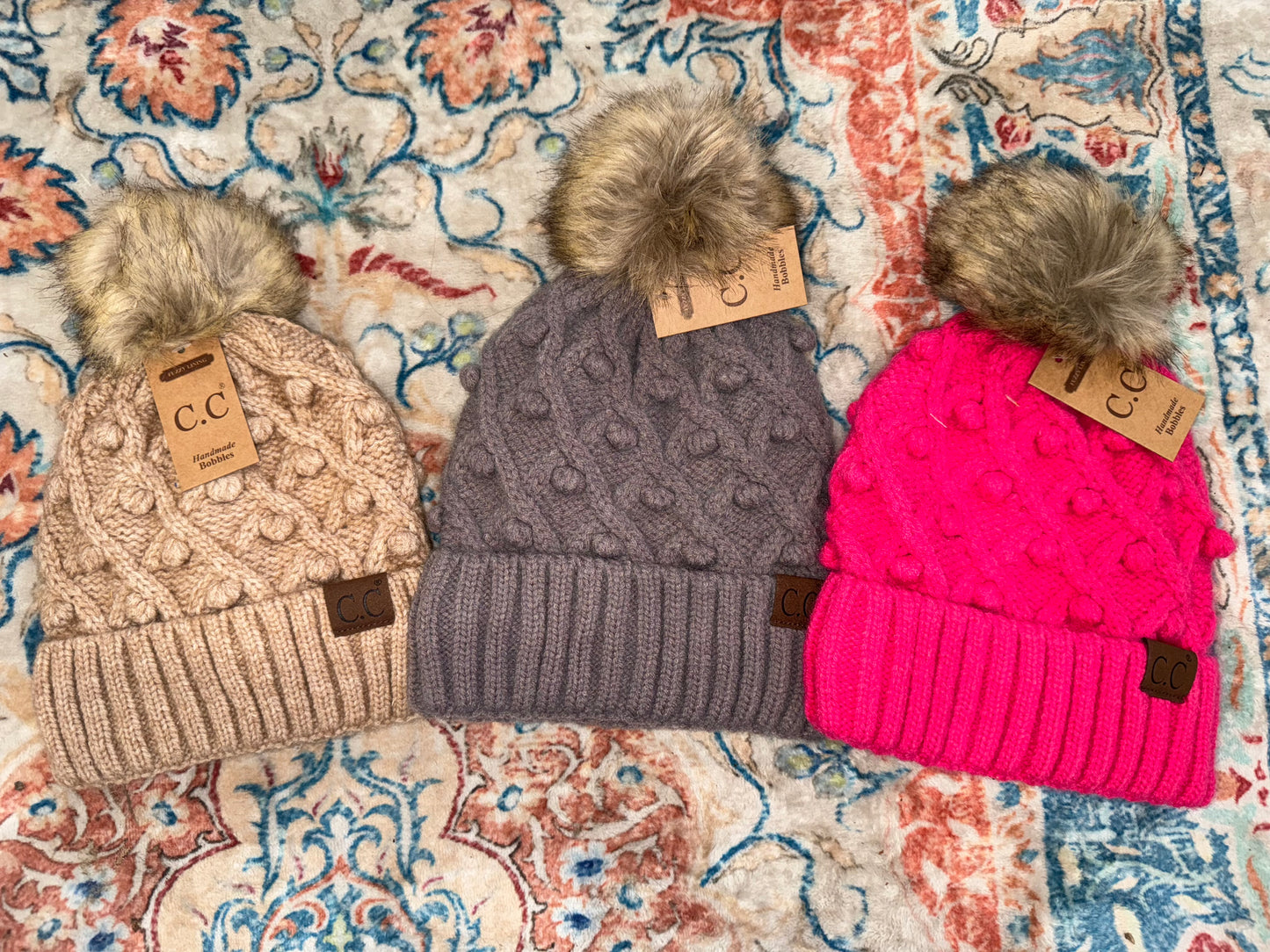 C.C. Beanie with Poms