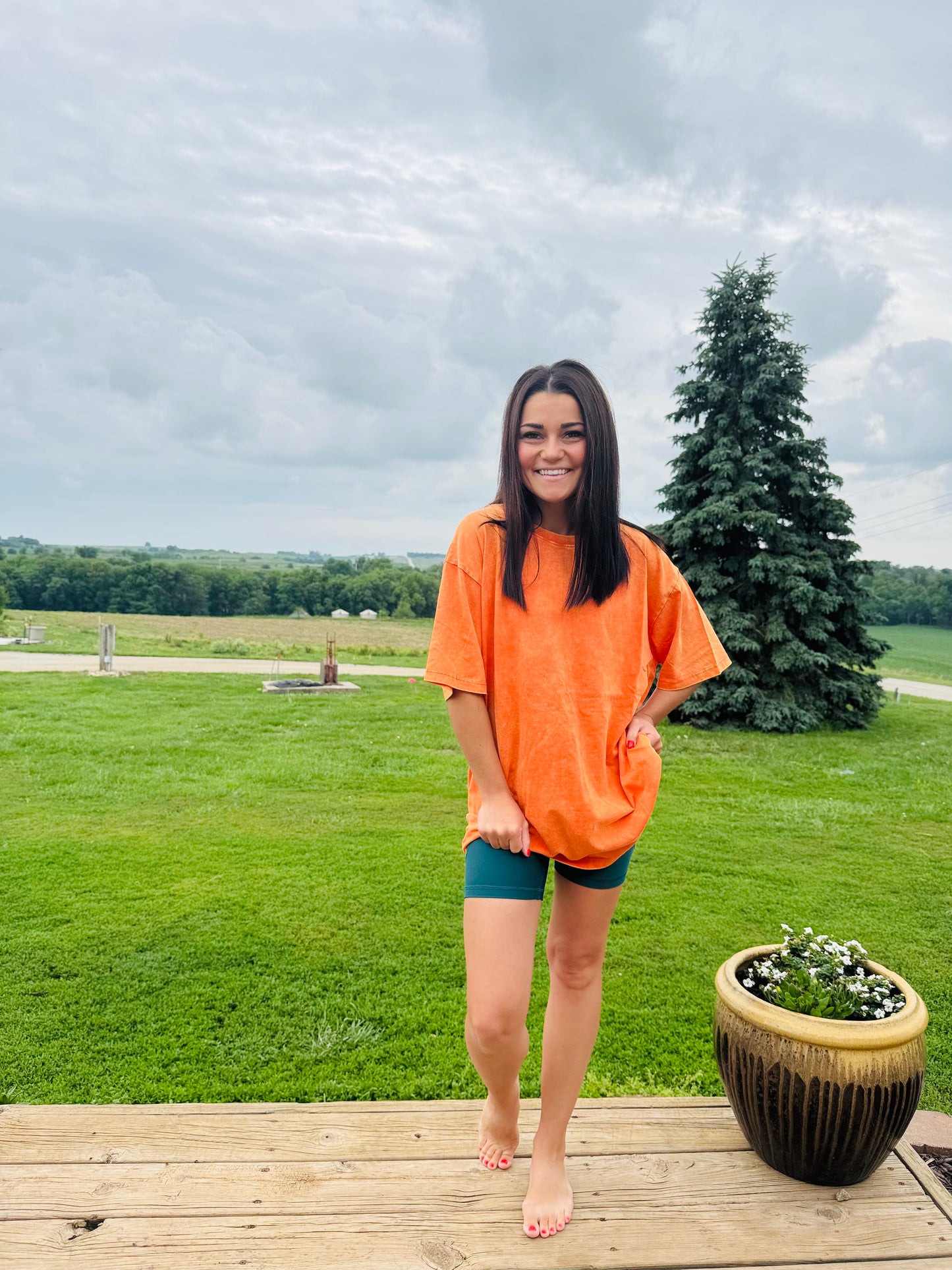 Washed Short Sleeve Top