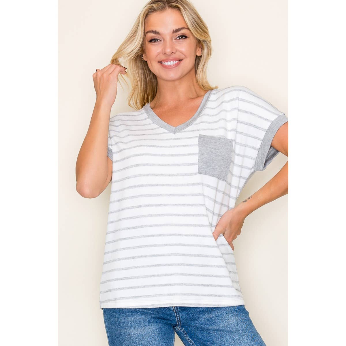 Andie V-Neck Striped Top