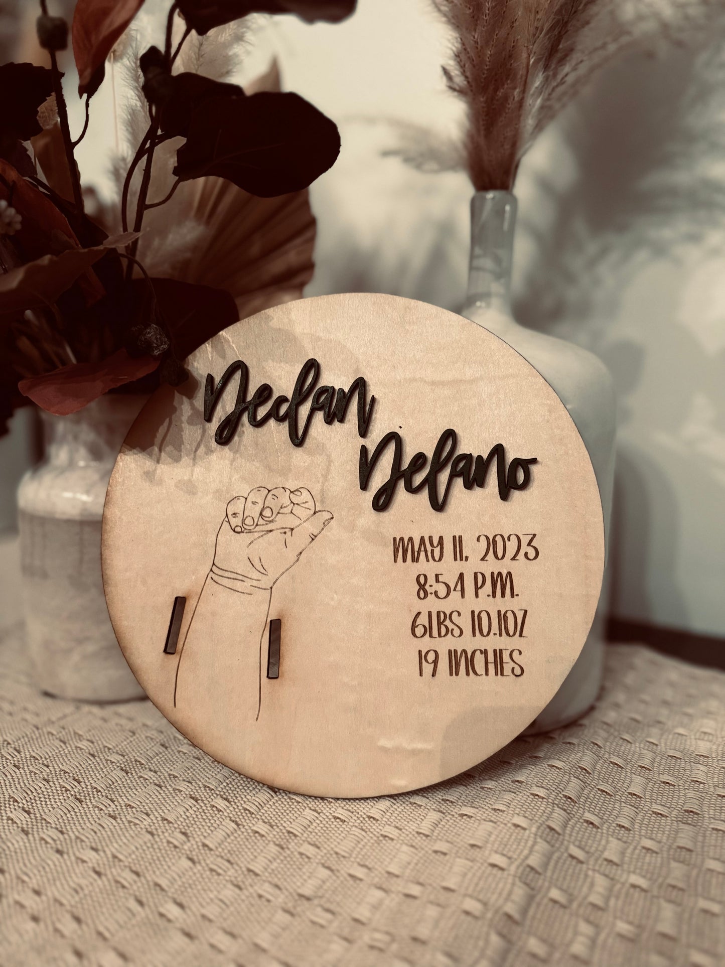 Birth Announcement & Bracelet Holder