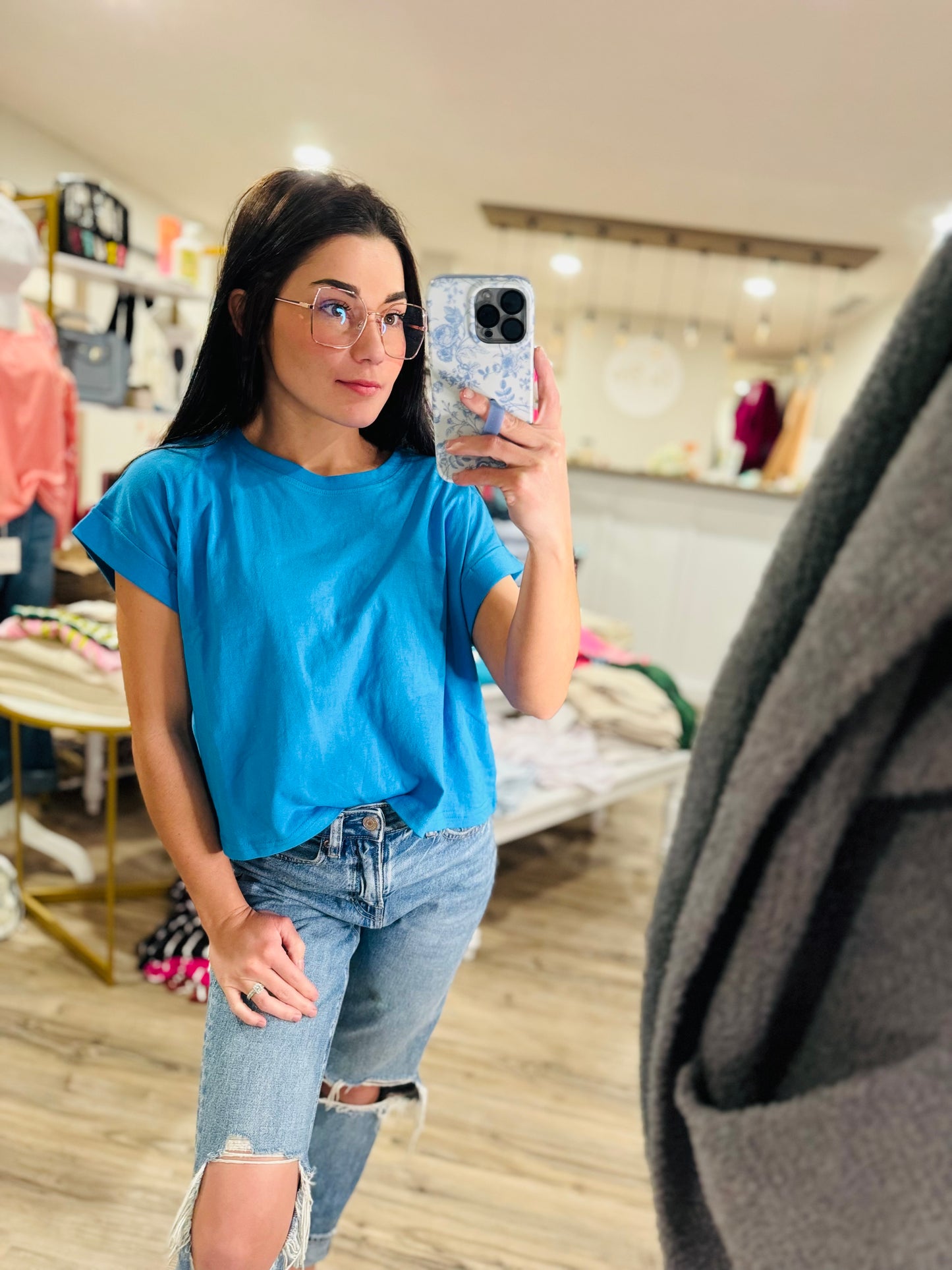 Molly Cropped Cuffed Sleeve Top