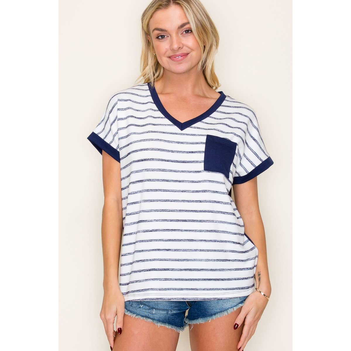Andie V-Neck Striped Top