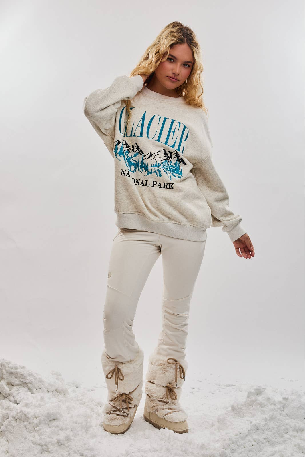 "GLACIER" Embroidered Oversized Crew