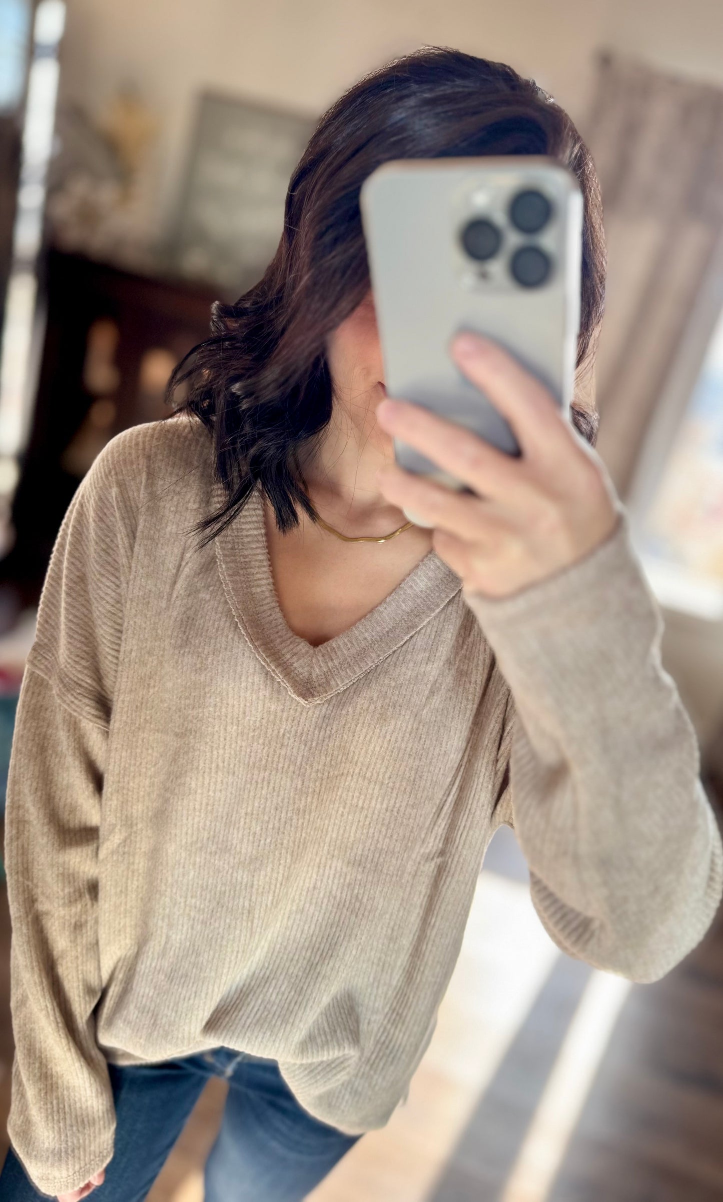 Blaire Long Sleeve Ribbed V-Neck