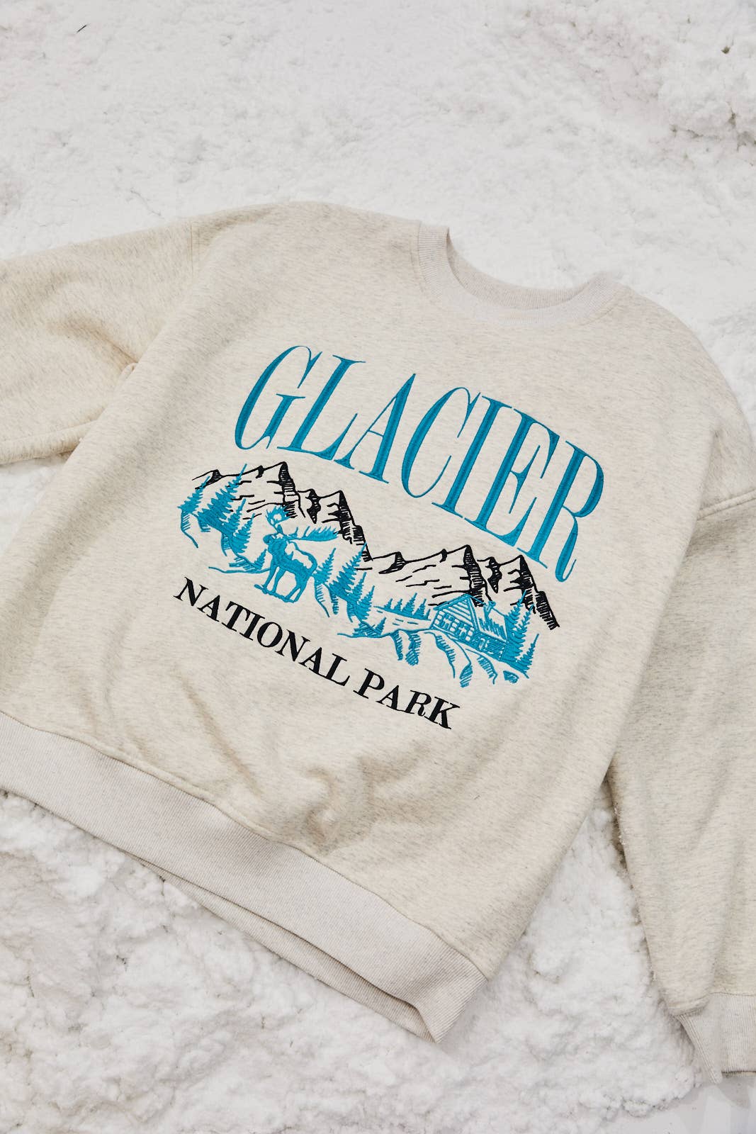 "GLACIER" Embroidered Oversized Crew
