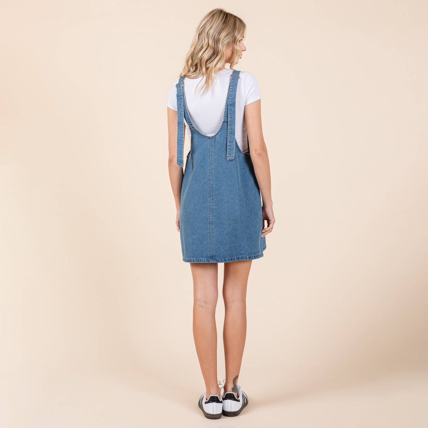 Scoop Neck Denim Short Overall Dress Skirtall