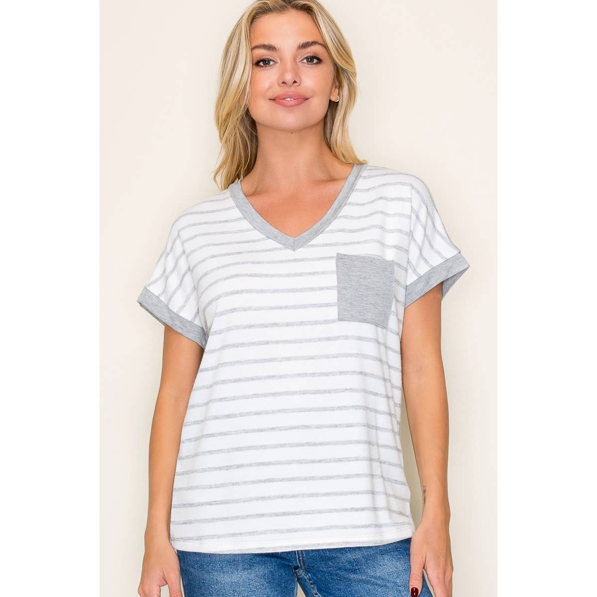 Andie V-Neck Striped Top