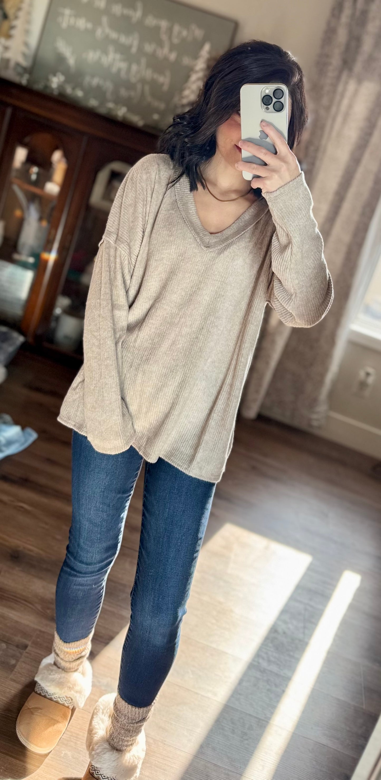 Blaire Long Sleeve Ribbed V-Neck