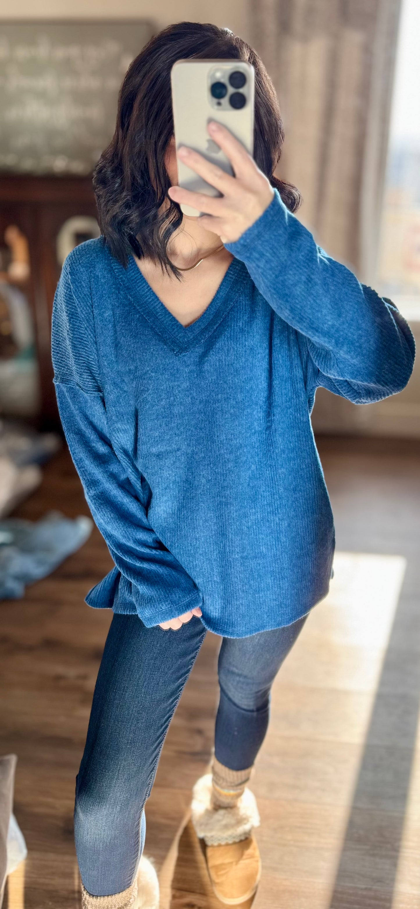 Blaire Long Sleeve Ribbed V-Neck