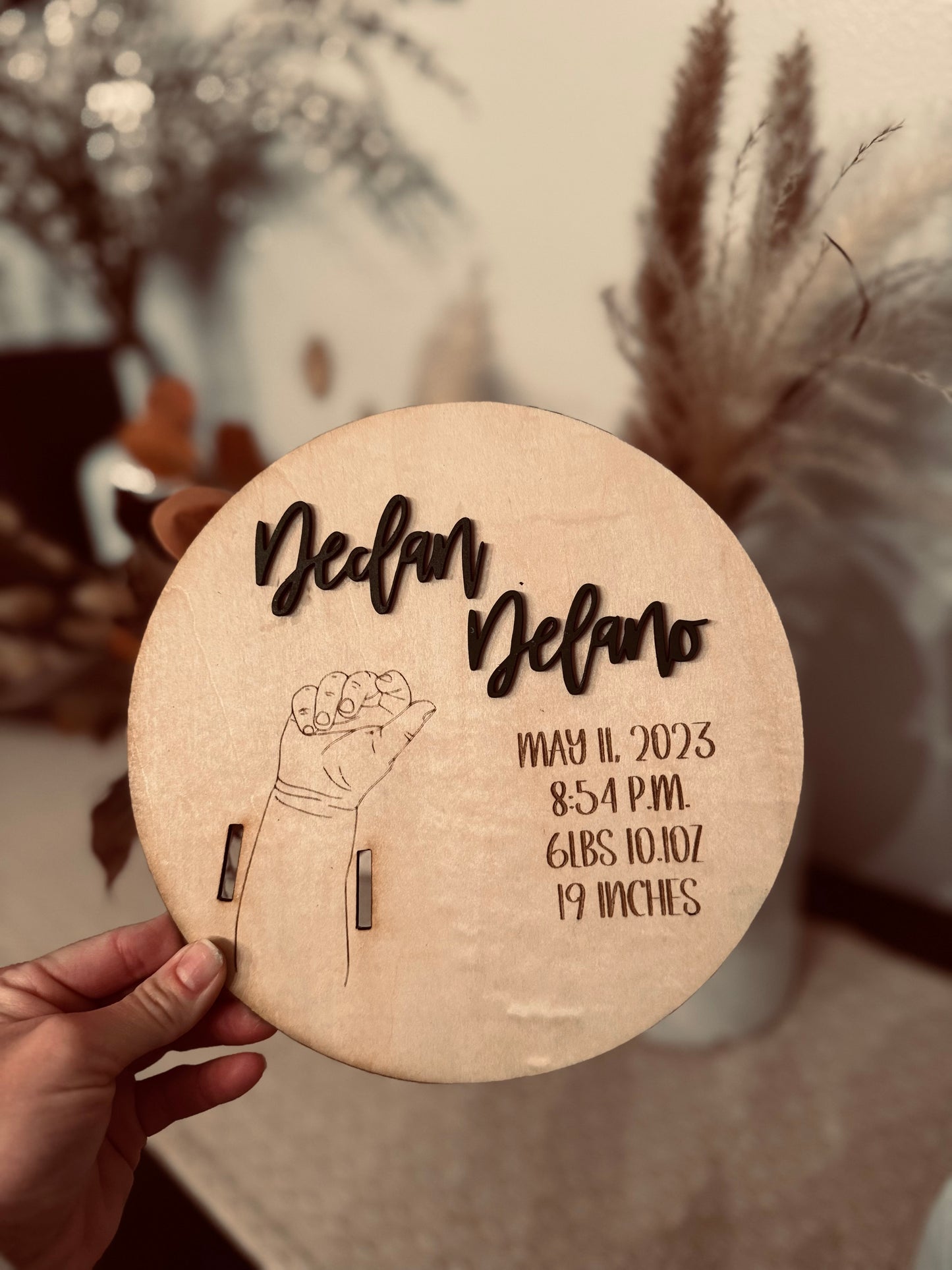 Birth Announcement & Bracelet Holder