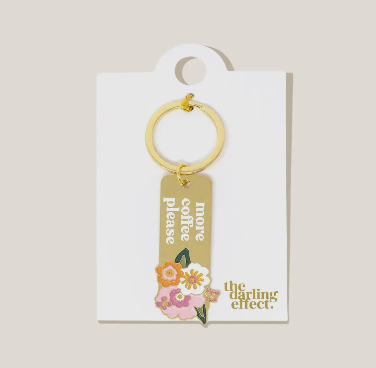 Enamel Floral Keychain - More Coffee Please