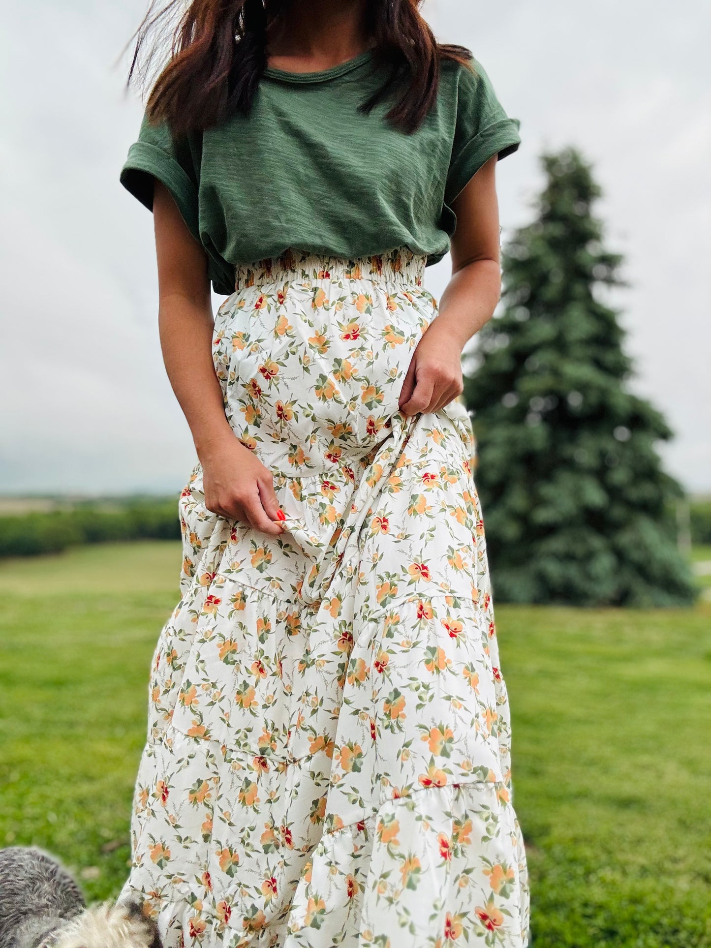 Circular Skirt in Peach Nectarine
