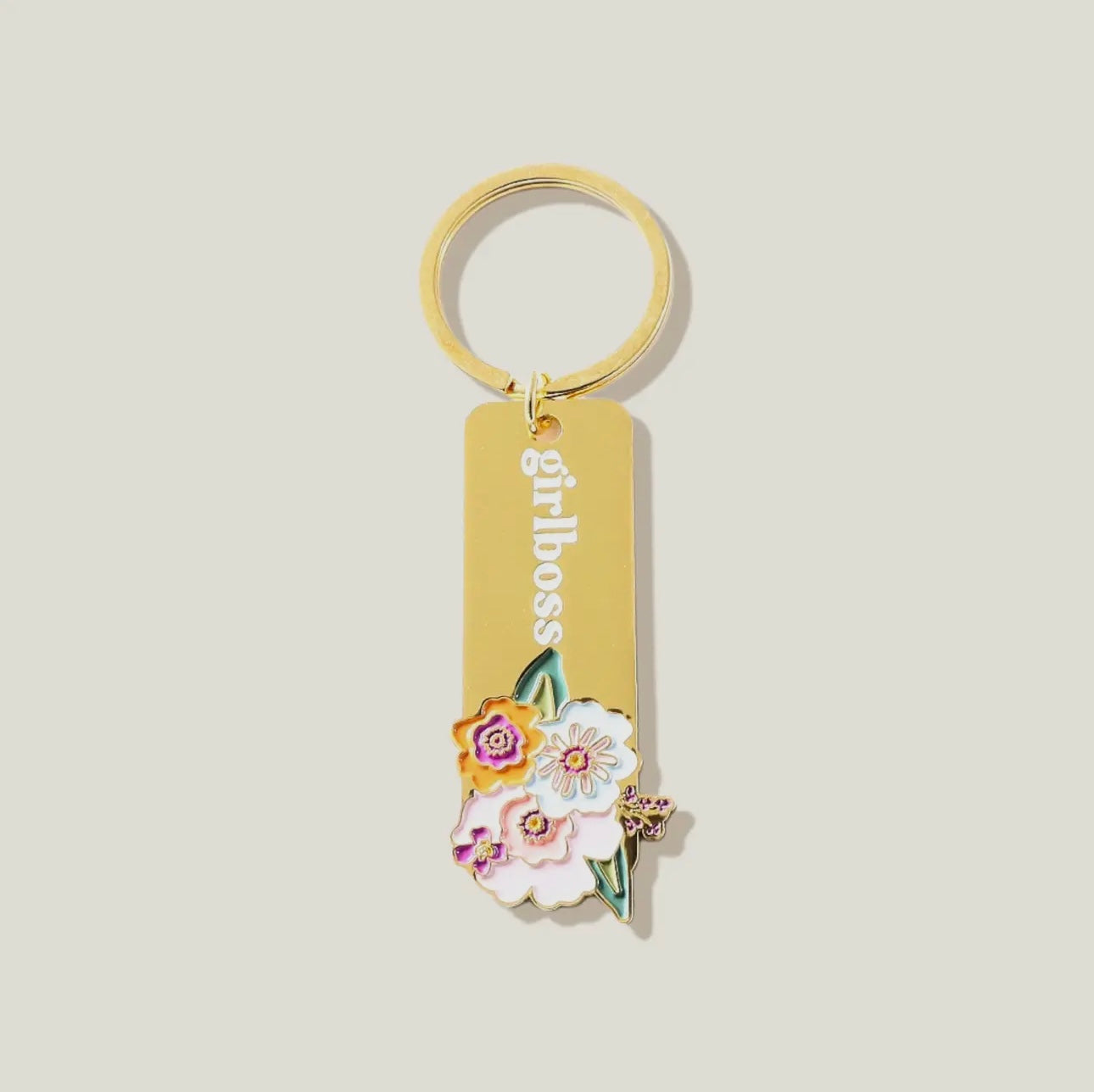 Enamel Floral Keychain - Girlboss