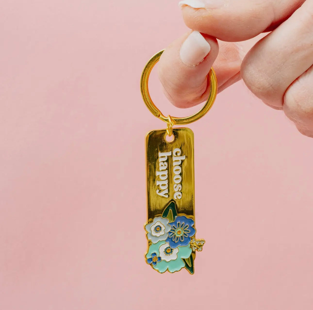 Enamel Floral Keychain - Choose Happy