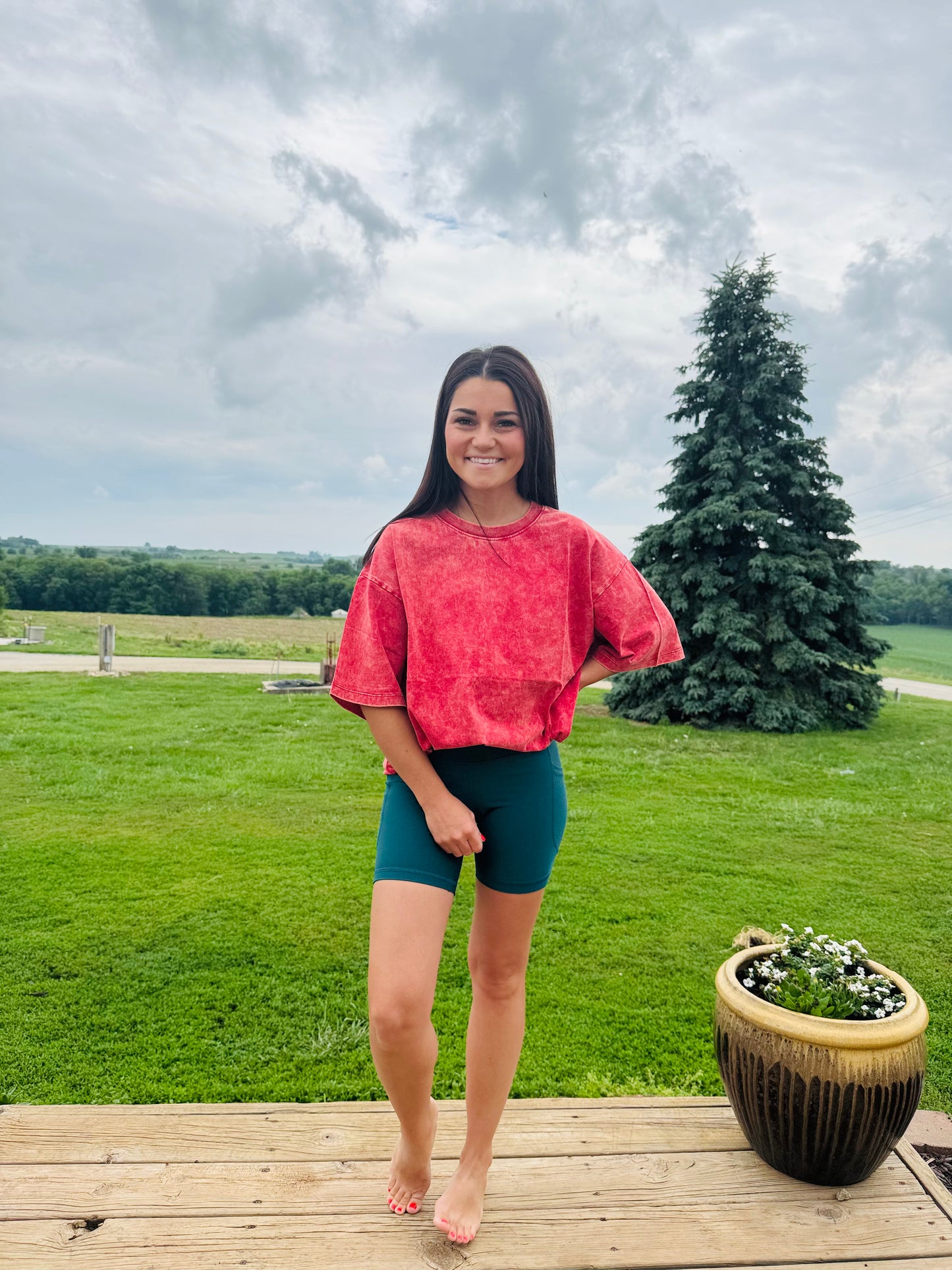 Washed Short Sleeve Top