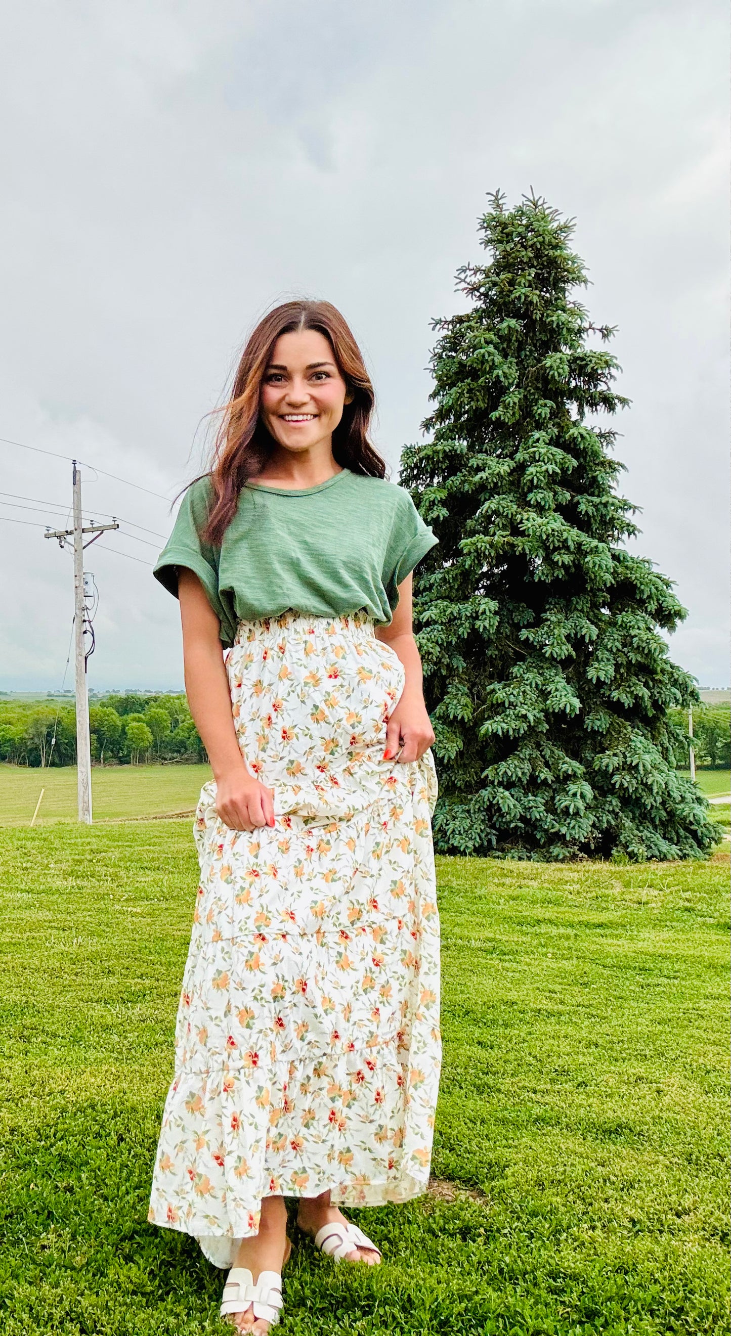 Circular Skirt in Peach Nectarine