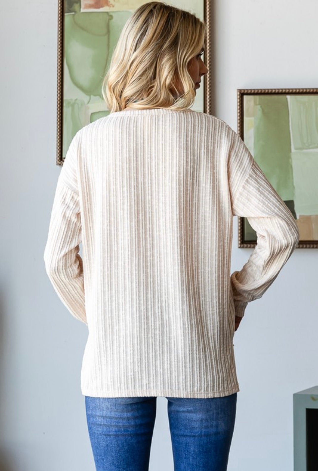 Textured Oatmeal Hi-Low Top