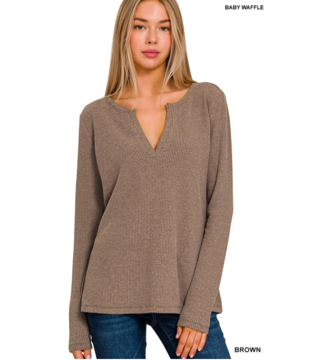 Anika Waffle V-Neck