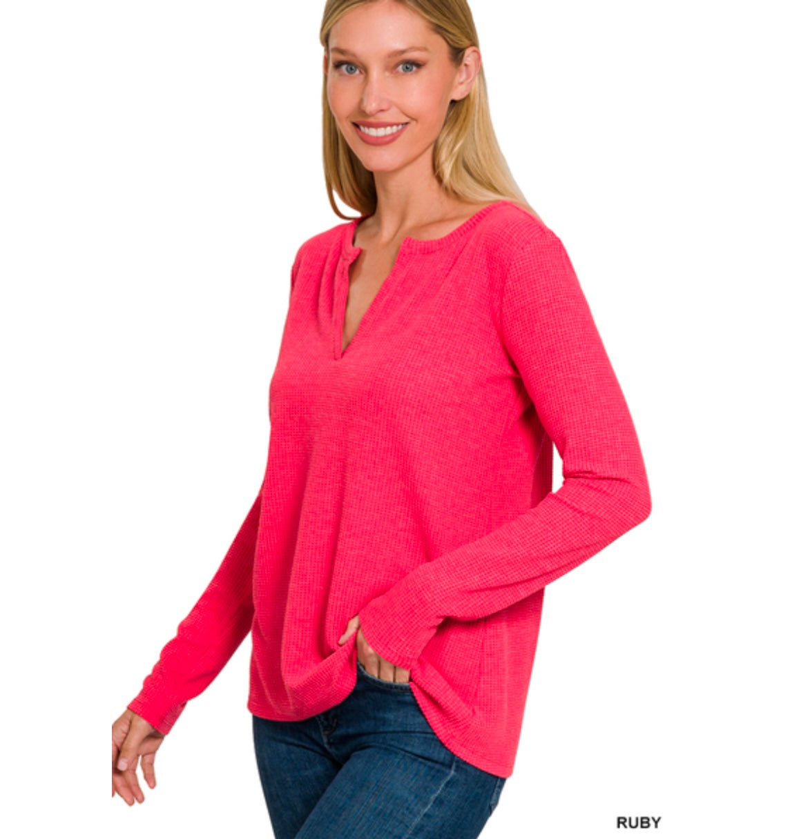 Anika Waffle V-Neck