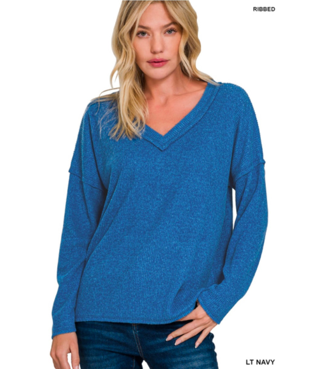 Blaire Long Sleeve Ribbed V-Neck