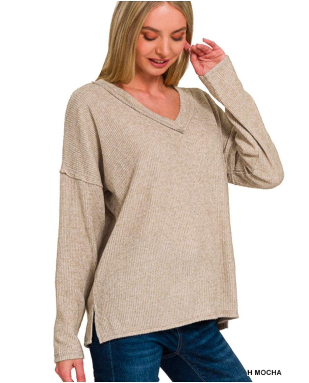 Blaire Long Sleeve Ribbed V-Neck