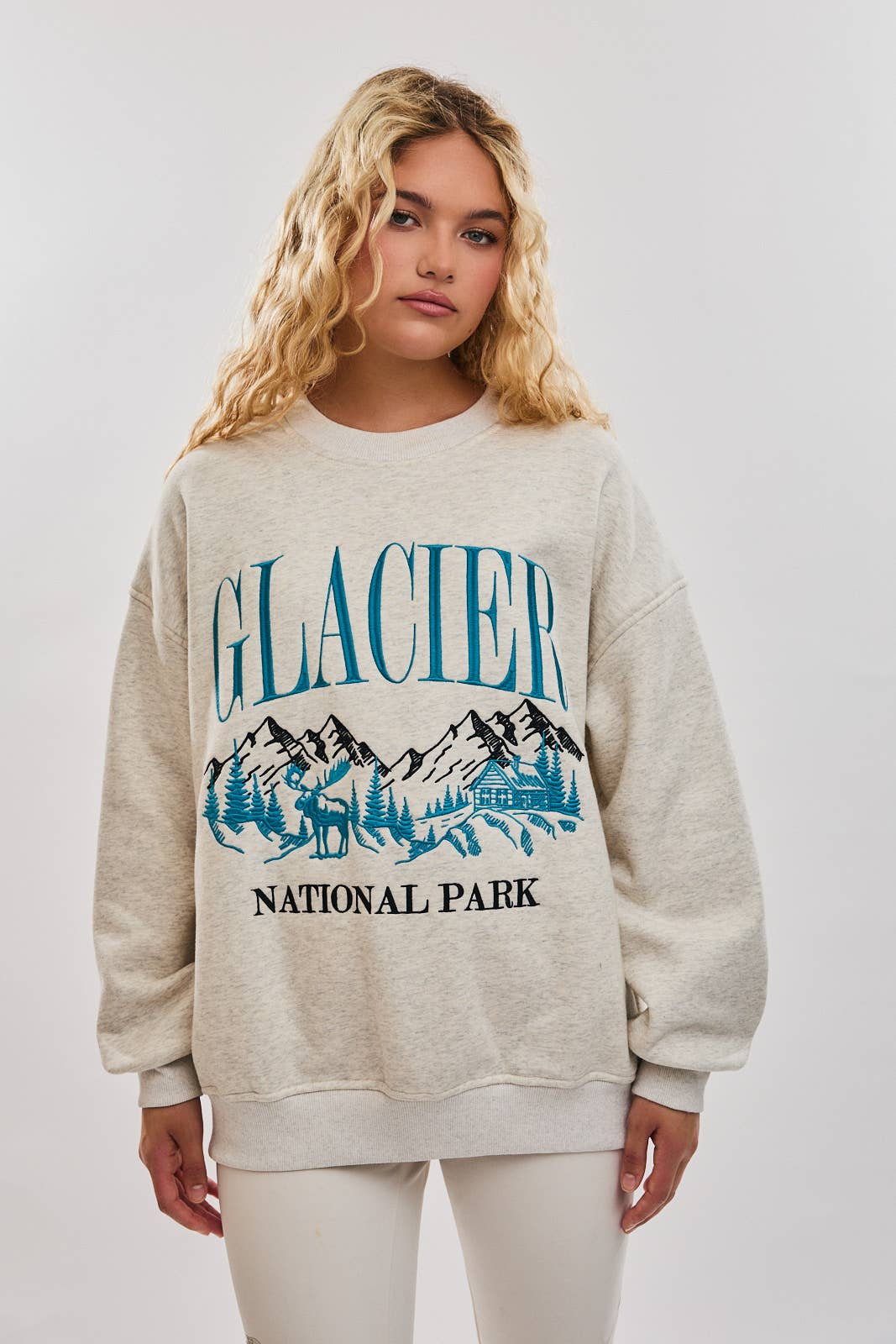 "GLACIER" Embroidered Oversized Crew