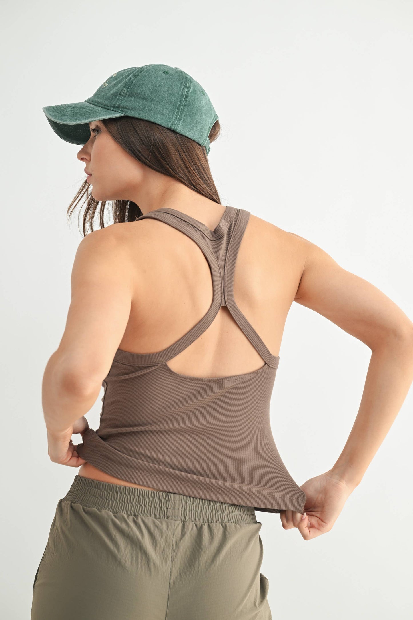 Cutout Keyhole Ribbed Racerback Tank Top
