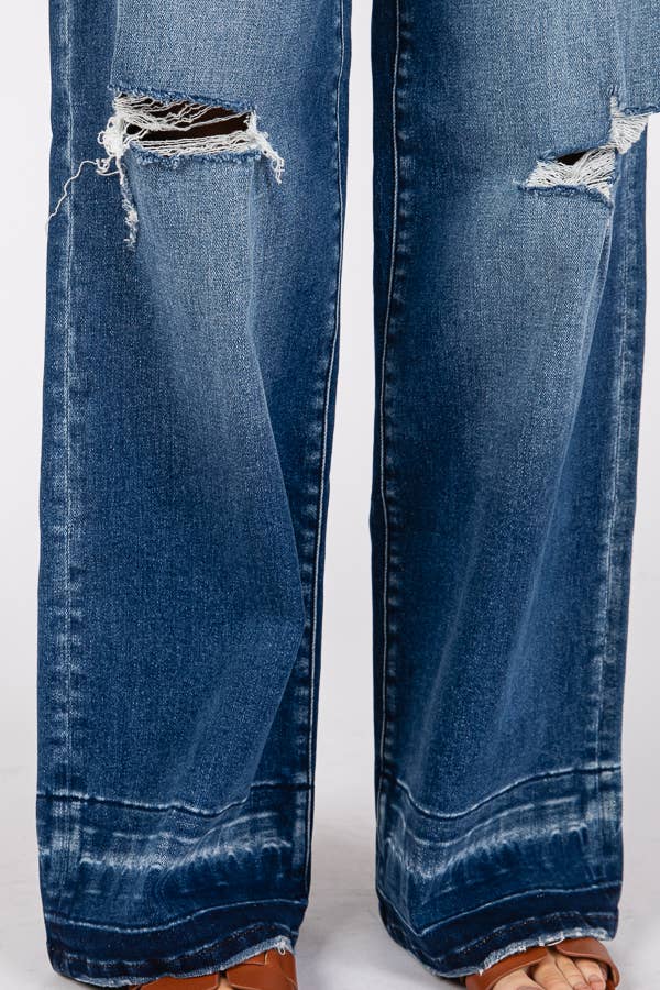 Destroyed High Rise Relaxed Wide Leg Jean