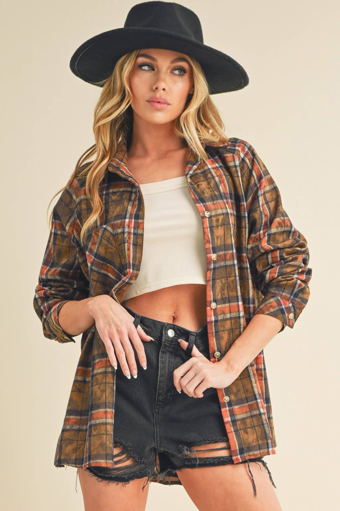 Laura Plaid Washed Flannel Shirt
