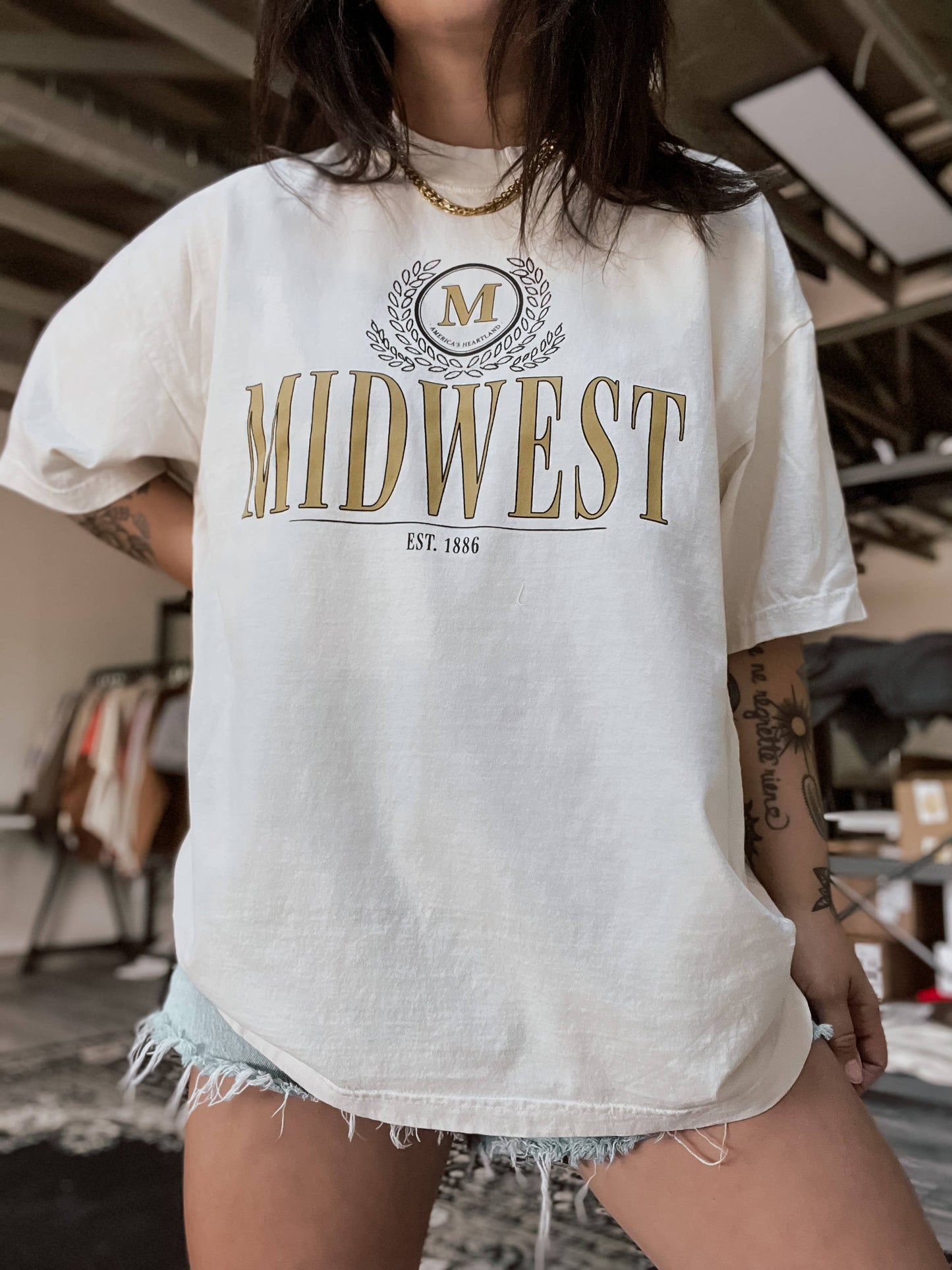 Midwest Vintage Inspired Retro Graphic Tee - Ivory