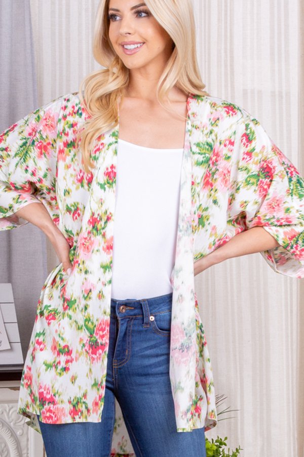 Floral Open Cardigan