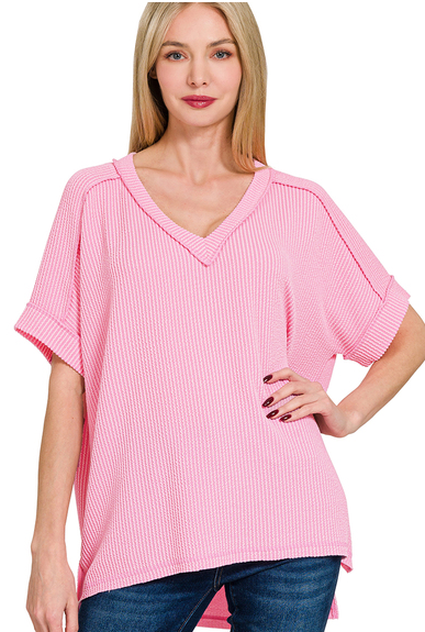 Charlie Ribbed V-Neck Top