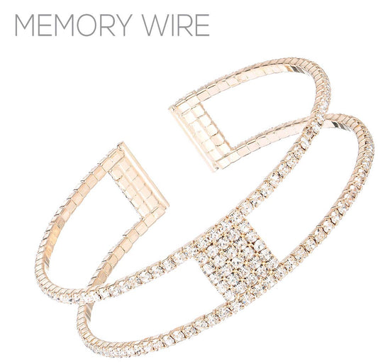 2 Row Rhinestone Bracelet w/ Center Square