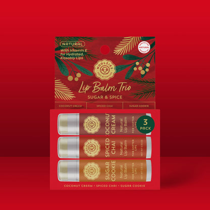 Natural Shea Butter Lip Balm Trio – Sugar & Spice