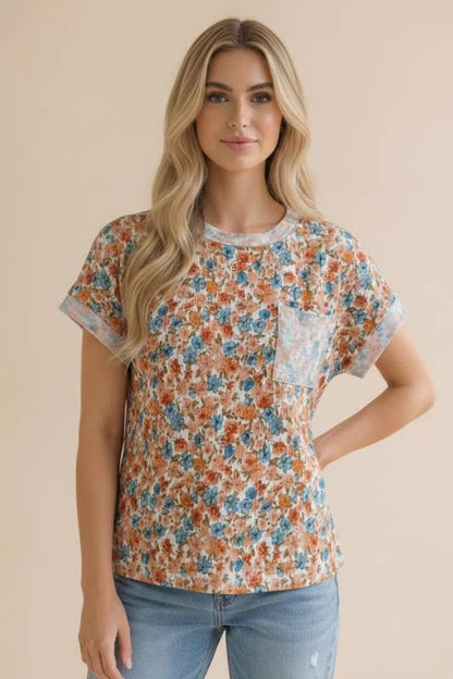 Ribbed Floral Doman Top