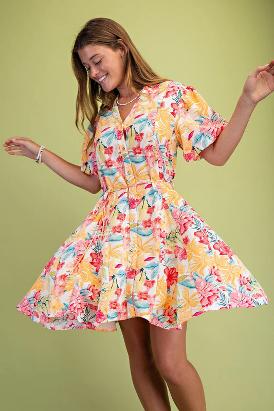 Bright Floral Mini Dress