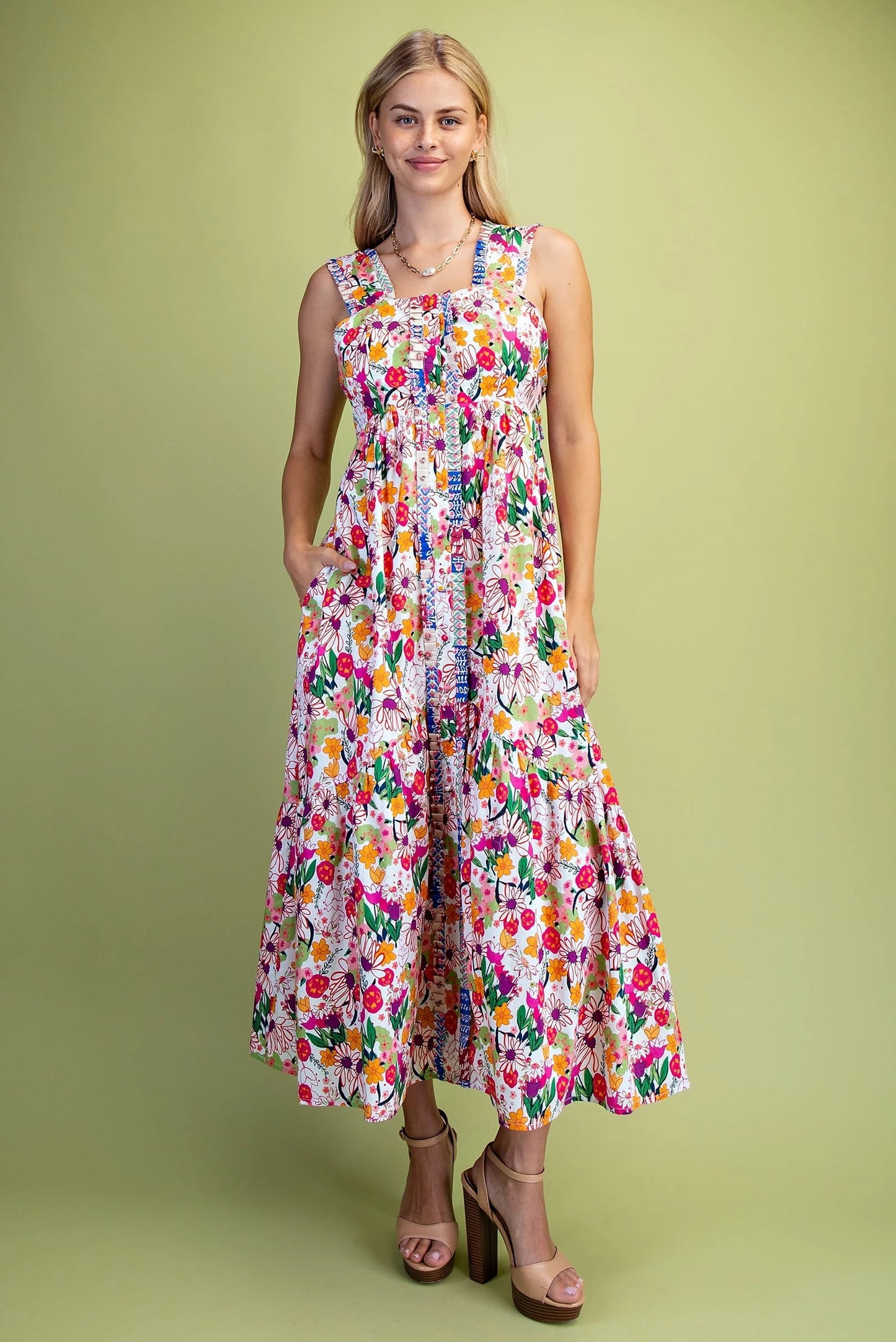 Vibrant Floral Midi Dress