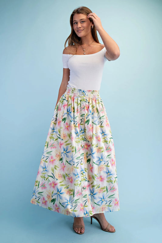 Floral Print Midi Skirt