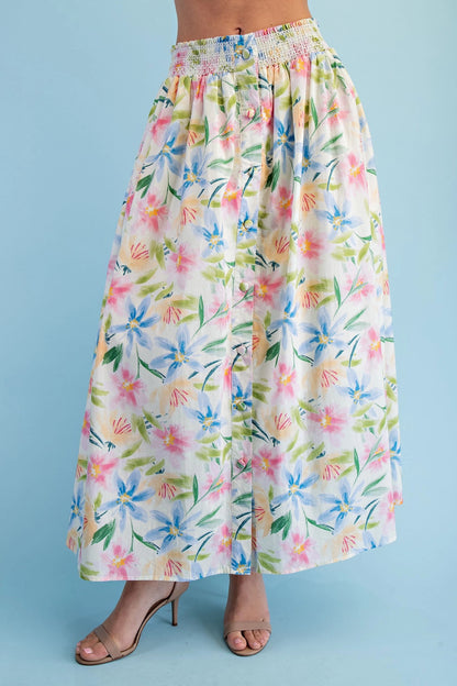 Floral Print Midi Skirt