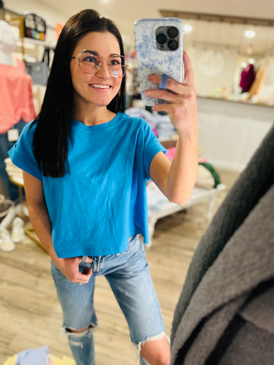Molly Cropped Cuffed Sleeve Top